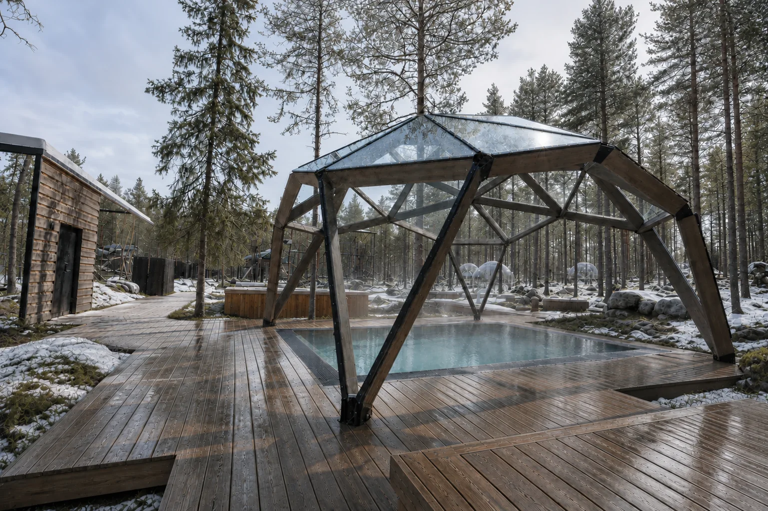 Blue Lagoon at Arctic Forest Spa through spring, summer, autumn and winter